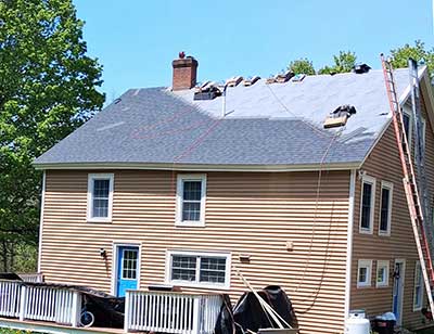 Roofing job in preparation by LaVorgna's Construction