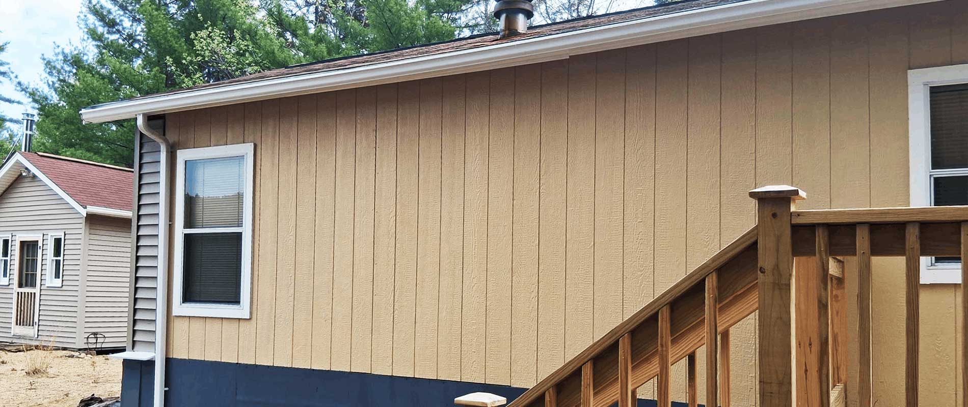Finished standing seam gutter system holding up against seasonal snow and ice load
